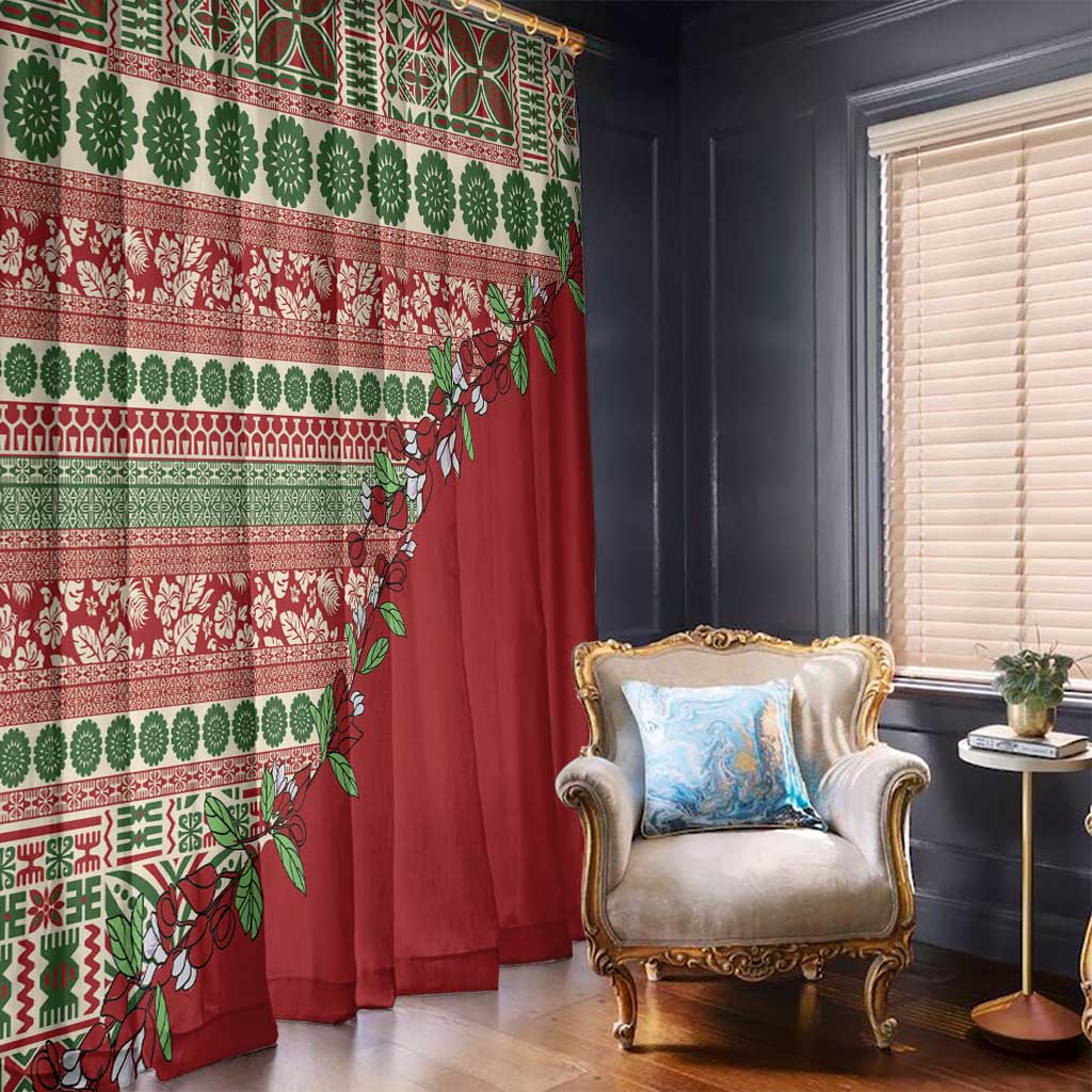 Fiji Marau na Kerisimasi Window Curtain Red Tagimoucia Tapa Masi Tribal LT9 - Polynesian Pride