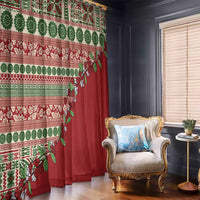 Fiji Marau na Kerisimasi Window Curtain Red Tagimoucia Tapa Masi Tribal LT9 - Polynesian Pride
