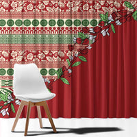 Fiji Marau na Kerisimasi Window Curtain Red Tagimoucia Tapa Masi Tribal LT9 - Polynesian Pride