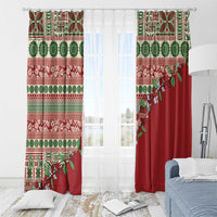 Fiji Marau na Kerisimasi Window Curtain Red Tagimoucia Tapa Masi Tribal LT9 - Polynesian Pride