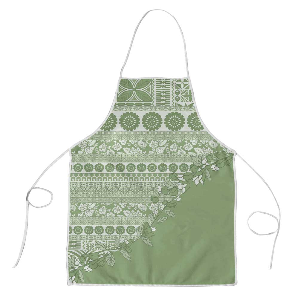 Fiji Marau na Kerisimasi Apron Sage Green Tagimoucia Tapa Masi Tribal LT9 Green - Polynesian Pride