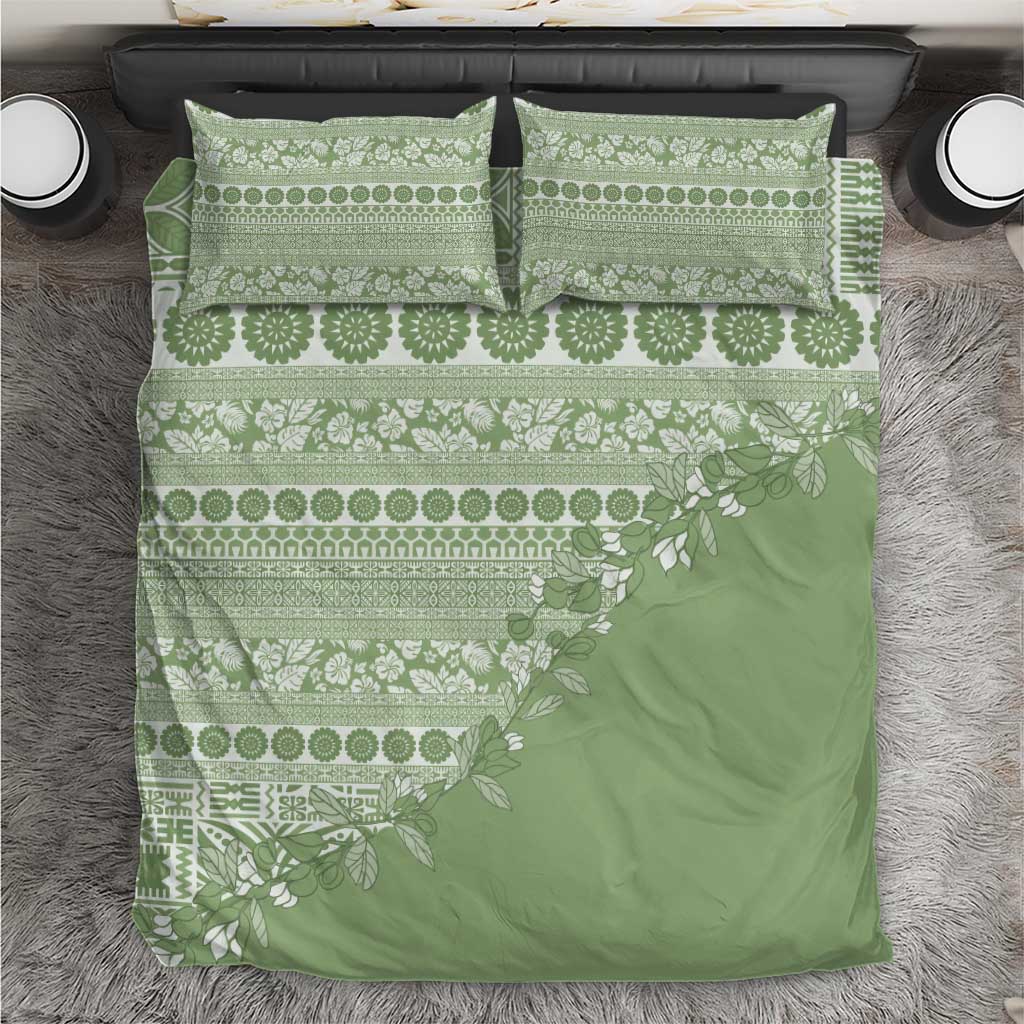 Fiji Marau na Kerisimasi Bedding Set Sage Green Tagimoucia Tapa Masi Tribal LT9 Green - Polynesian Pride