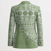 Fiji Marau na Kerisimasi Blazer Sage Green Tagimoucia Tapa Masi Tribal LT9 - Polynesian Pride