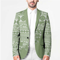 Fiji Marau na Kerisimasi Blazer Sage Green Tagimoucia Tapa Masi Tribal LT9 - Polynesian Pride