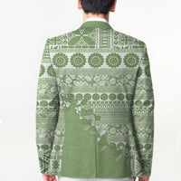 Fiji Marau na Kerisimasi Blazer Sage Green Tagimoucia Tapa Masi Tribal LT9 - Polynesian Pride
