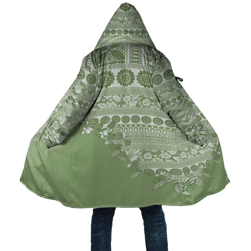 Fiji Marau na Kerisimasi Cloak Sage Green Tagimoucia Tapa Masi Tribal LT9 Unisex Green - Polynesian Pride