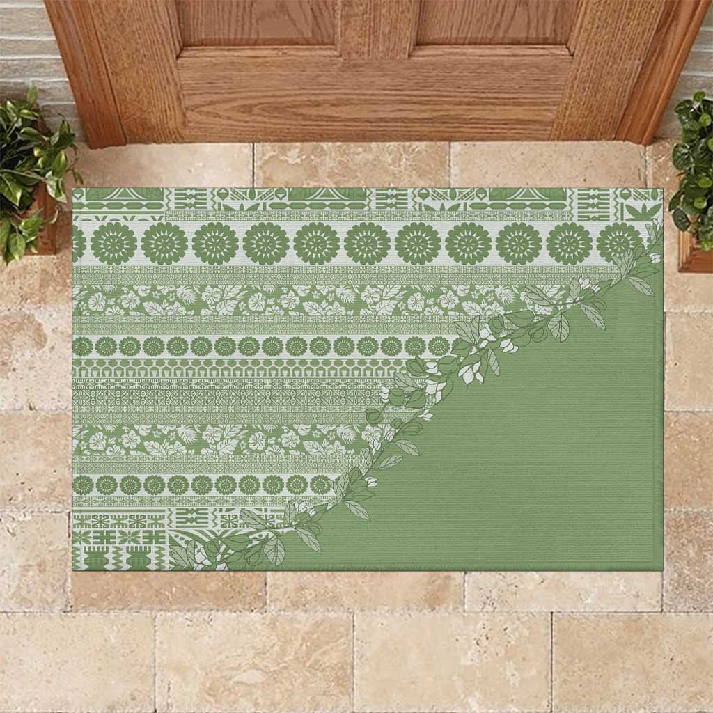 Fiji Marau na Kerisimasi Rubber Doormat Sage Green Tagimoucia Tapa Masi Tribal LT9 Green - Polynesian Pride