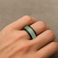 Fiji Marau na Kerisimasi Spinner Ring Sage Green Tagimoucia Tapa Masi Tribal LT9 - Polynesian Pride