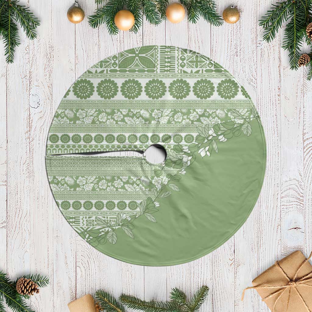 Fiji Marau na Kerisimasi Tree Skirt Sage Green Tagimoucia Tapa Masi Tribal LT9 Casual Green - Polynesian Pride