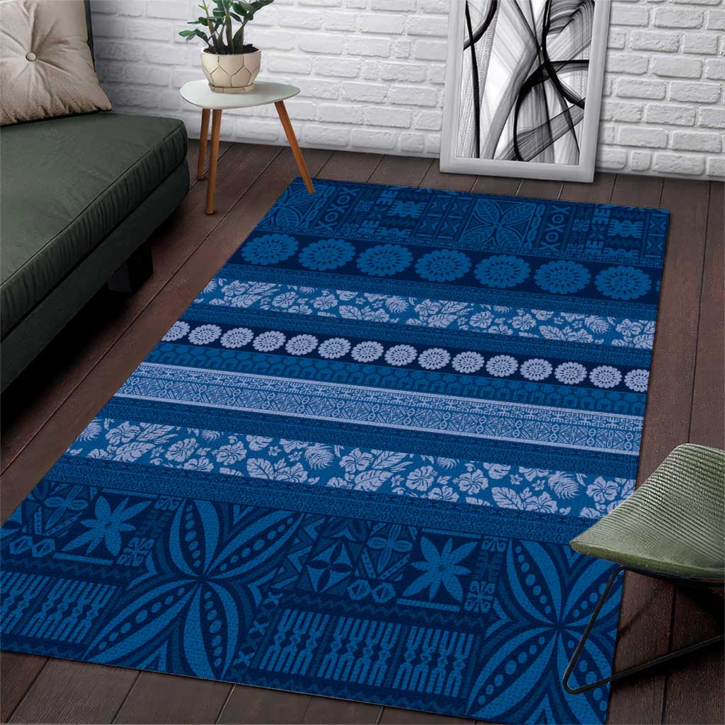Fiji Marau na Kerisimasi Area Rug Blue Tapa Masi Inspired Christmas LT9 Blue - Polynesian Pride