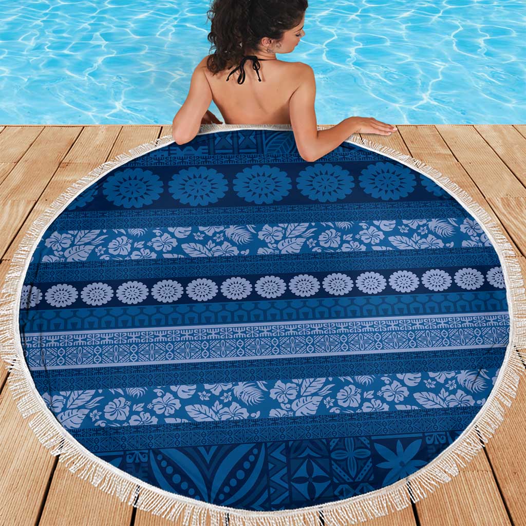 Fiji Marau na Kerisimasi Beach Blanket Blue Tapa Masi Inspired Christmas LT9 - Polynesian Pride