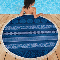 Fiji Marau na Kerisimasi Beach Blanket Blue Tapa Masi Inspired Christmas LT9 - Polynesian Pride