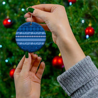 Fiji Marau na Kerisimasi Ceramic Ornament Blue Tapa Masi Inspired Christmas LT9 - Polynesian Pride
