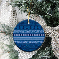 Fiji Marau na Kerisimasi Ceramic Ornament Blue Tapa Masi Inspired Christmas LT9 - Polynesian Pride
