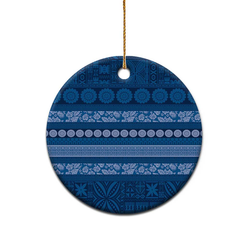 Fiji Marau na Kerisimasi Ceramic Ornament Blue Tapa Masi Inspired Christmas LT9 - Polynesian Pride