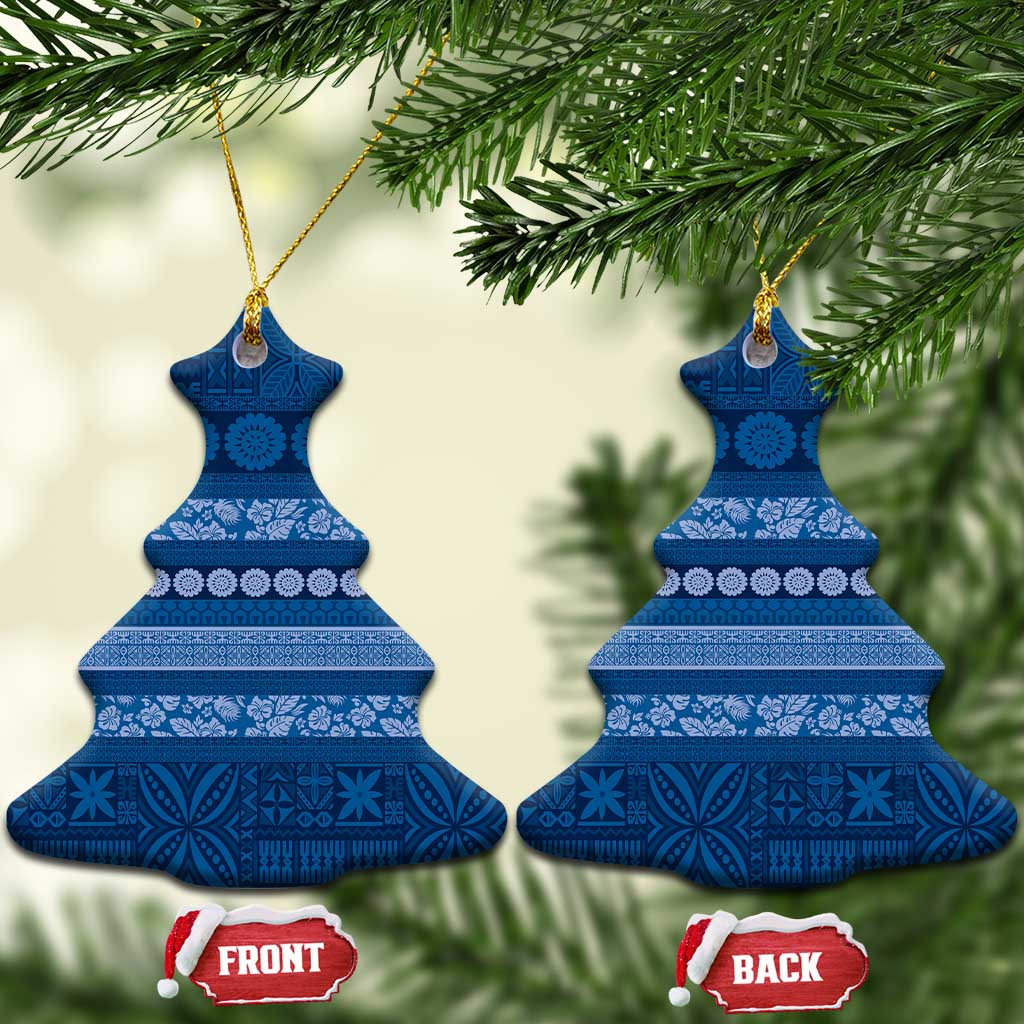 Fiji Marau na Kerisimasi Ceramic Ornament Blue Tapa Masi Inspired Christmas LT9 Christmas Tree Blue - Polynesian Pride