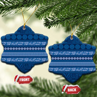 Fiji Marau na Kerisimasi Ceramic Ornament Blue Tapa Masi Inspired Christmas LT9 Snow Flake Blue - Polynesian Pride