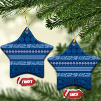 Fiji Marau na Kerisimasi Ceramic Ornament Blue Tapa Masi Inspired Christmas LT9 Star Blue - Polynesian Pride