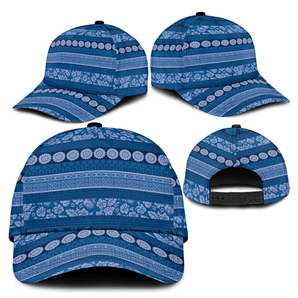 Fiji Marau na Kerisimasi Classic Cap Blue Tapa Masi Inspired Christmas LT9 - Polynesian Pride