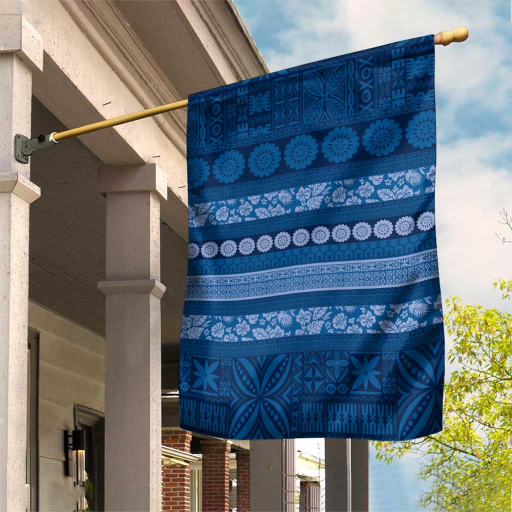 Fiji Marau na Kerisimasi Garden Flag Blue Tapa Masi Inspired Christmas LT9 House Flag Blue - Polynesian Pride