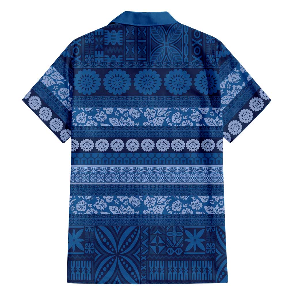 Fiji Marau na Kerisimasi Hawaiian Shirt Blue Tapa Masi Inspired Christmas LT9 - Polynesian Pride