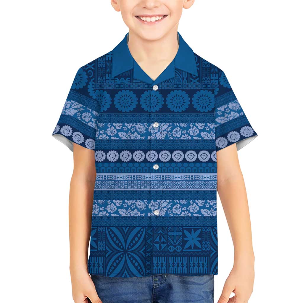 Fiji Marau na Kerisimasi Hawaiian Shirt Blue Tapa Masi Inspired Christmas LT9 - Polynesian Pride