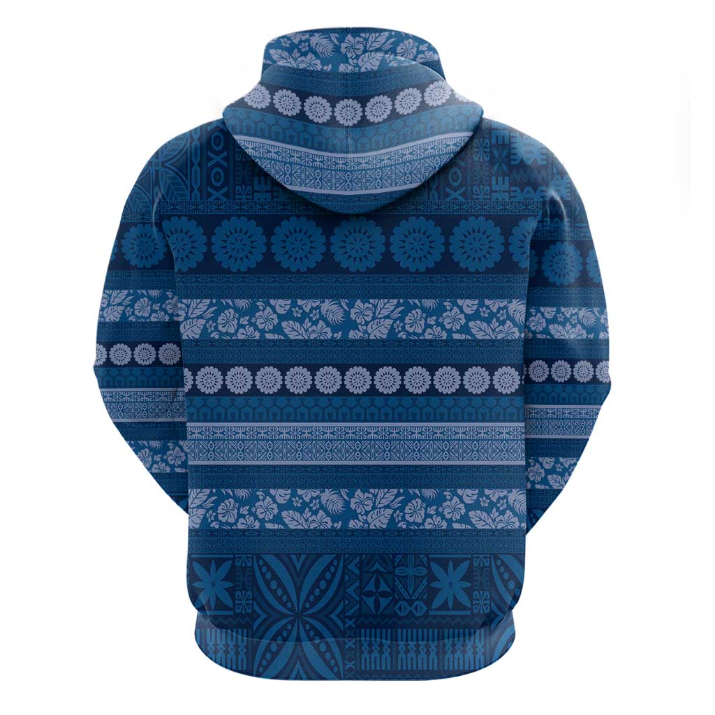 Fiji Marau na Kerisimasi Hoodie Blue Tapa Masi Inspired Christmas LT9 - Polynesian Pride