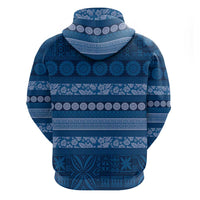 Fiji Marau na Kerisimasi Hoodie Blue Tapa Masi Inspired Christmas LT9 - Polynesian Pride