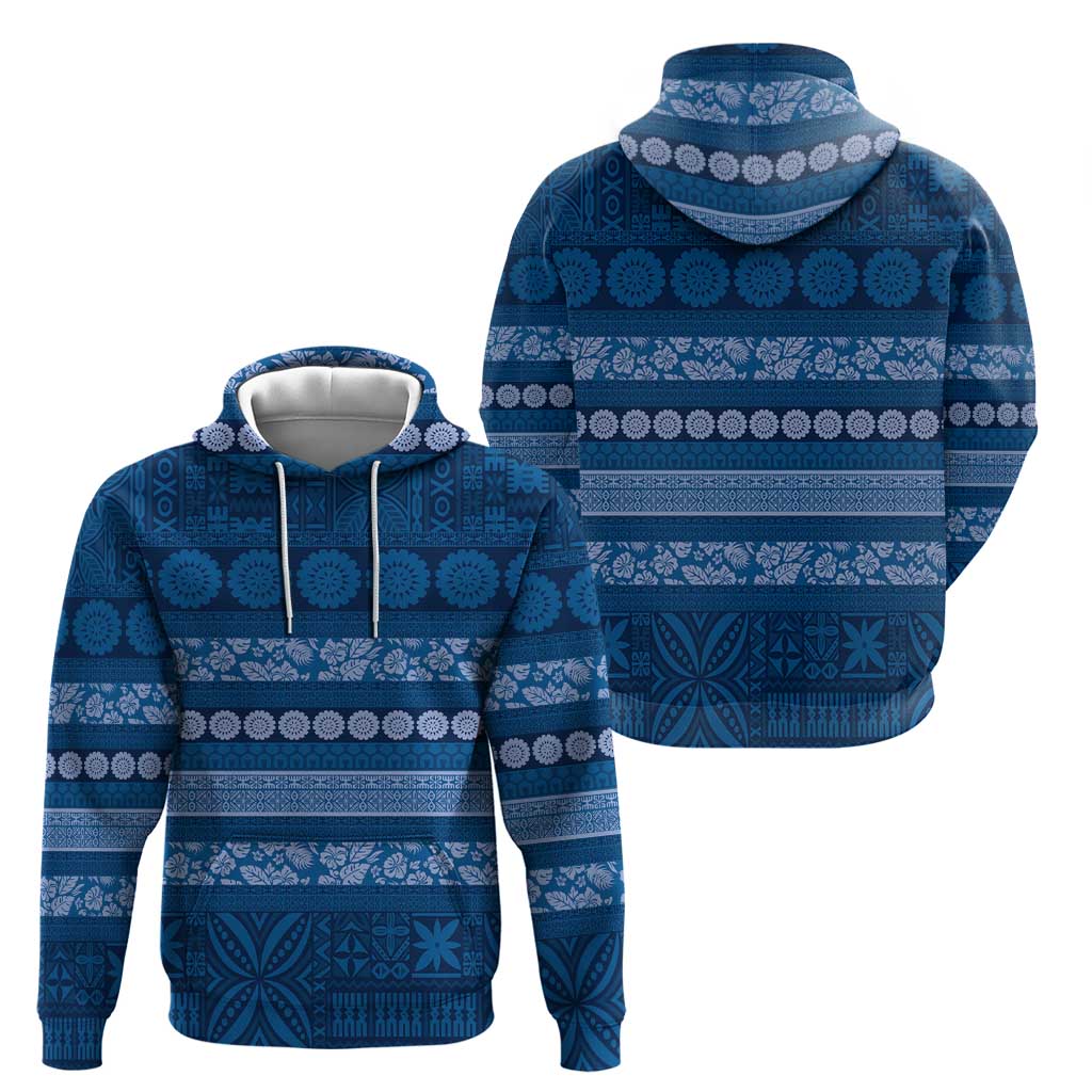 Fiji Marau na Kerisimasi Hoodie Blue Tapa Masi Inspired Christmas LT9 - Polynesian Pride