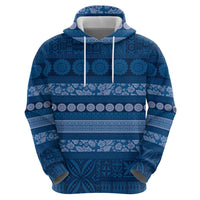 Fiji Marau na Kerisimasi Hoodie Blue Tapa Masi Inspired Christmas LT9 - Polynesian Pride
