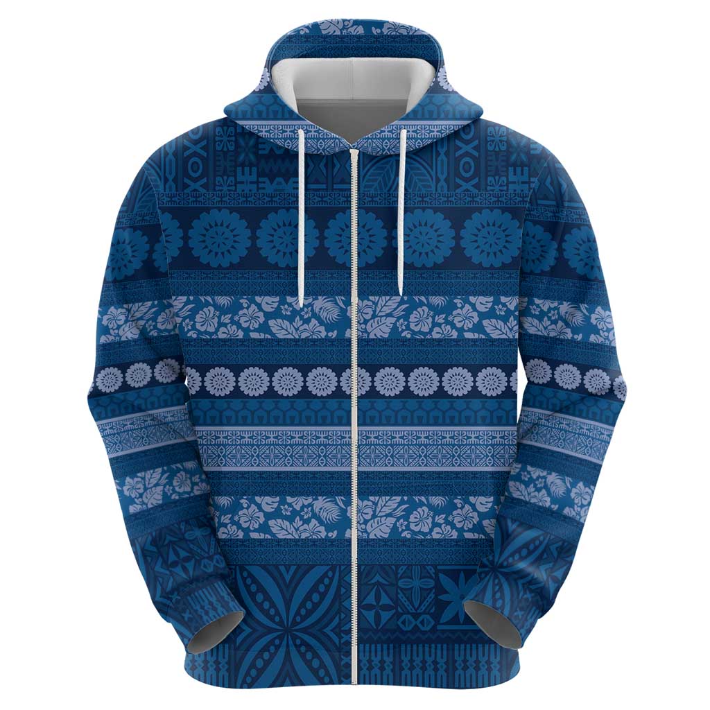 Fiji Marau na Kerisimasi Hoodie Blue Tapa Masi Inspired Christmas LT9 - Polynesian Pride