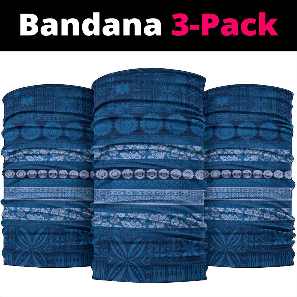 Fiji Marau na Kerisimasi Neck Gaiter Blue Tapa Masi Inspired Christmas LT9 package One Size: 25*50cm Blue - Polynesian Pride