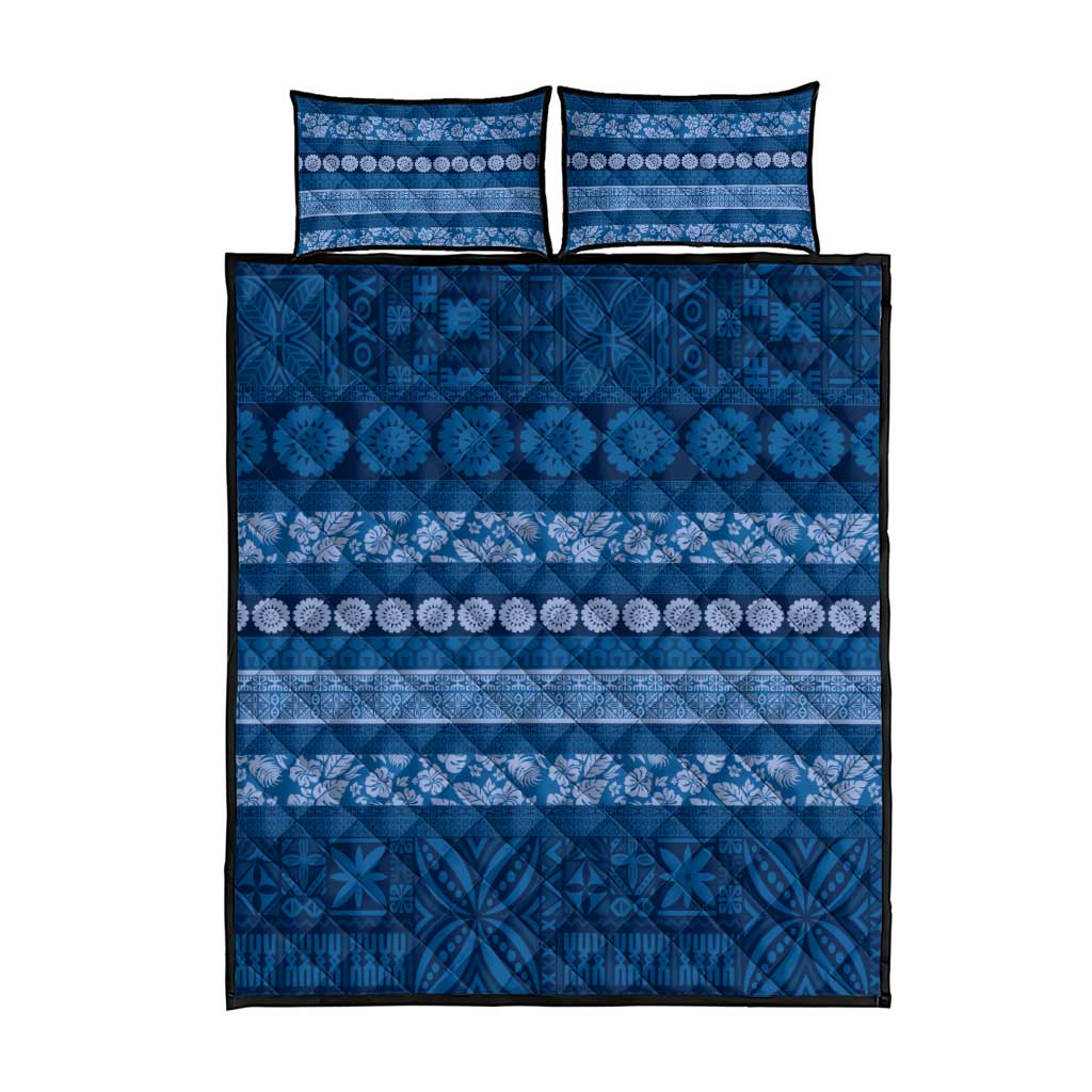 Fiji Marau na Kerisimasi Quilt Bed Set Blue Tapa Masi Inspired Christmas LT9 - Polynesian Pride