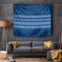 Fiji Marau na Kerisimasi Tapestry Blue Tapa Masi Inspired Christmas LT9 Blue - Polynesian Pride