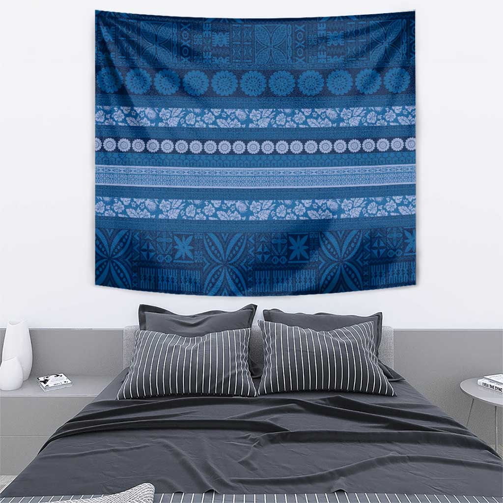 Fiji Marau na Kerisimasi Tapestry Blue Tapa Masi Inspired Christmas LT9 - Polynesian Pride