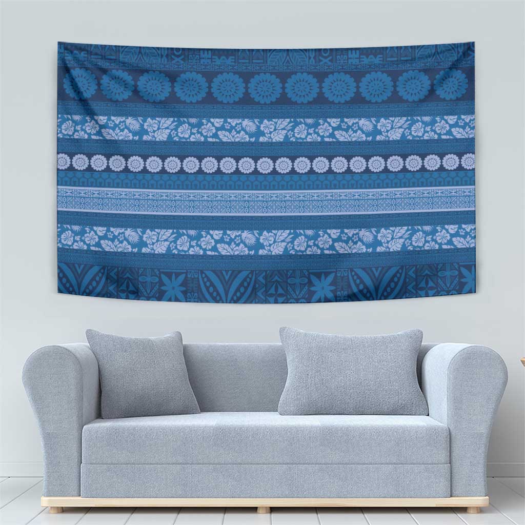 Fiji Marau na Kerisimasi Tapestry Blue Tapa Masi Inspired Christmas LT9 - Polynesian Pride