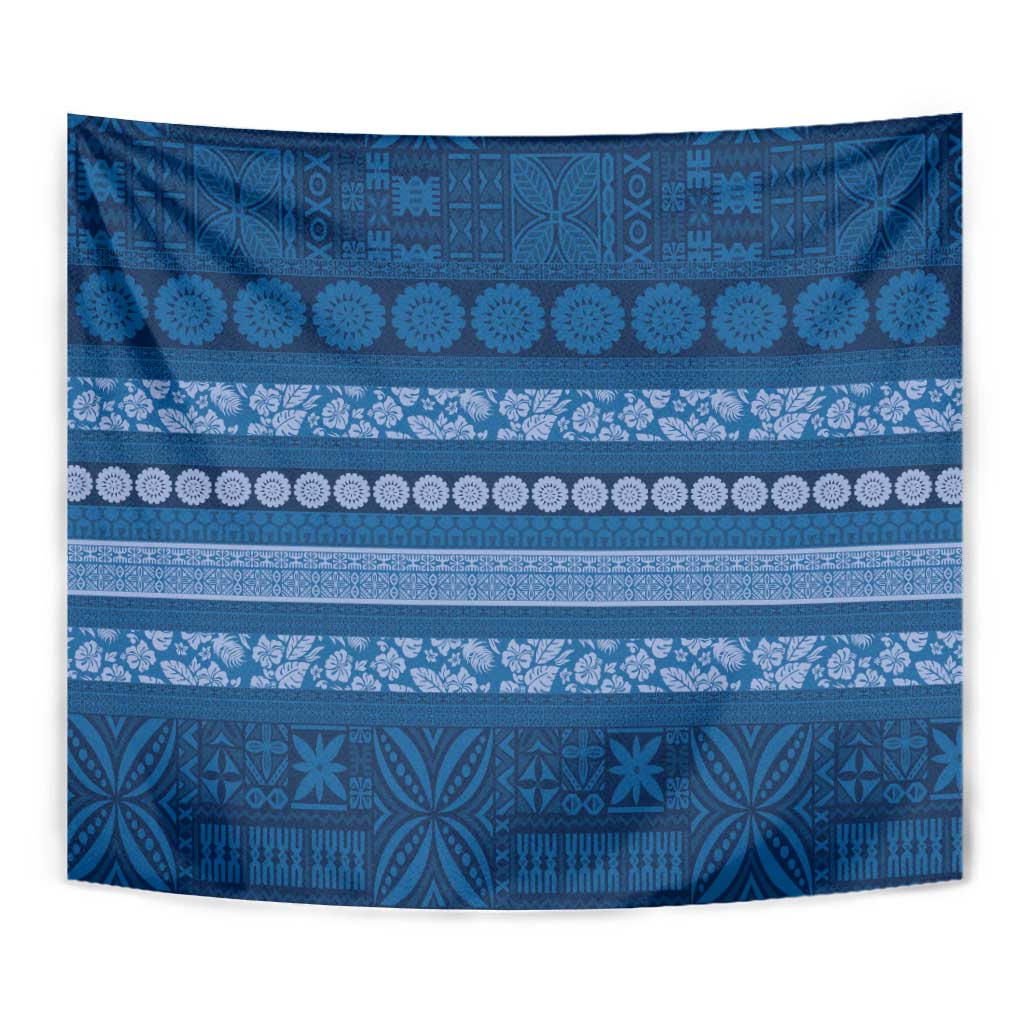 Fiji Marau na Kerisimasi Tapestry Blue Tapa Masi Inspired Christmas LT9 - Polynesian Pride