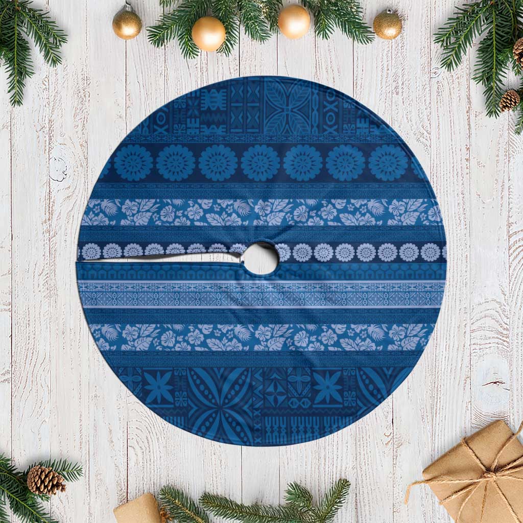 Fiji Marau na Kerisimasi Tree Skirt Blue Tapa Masi Inspired Christmas LT9 Casual Blue - Polynesian Pride