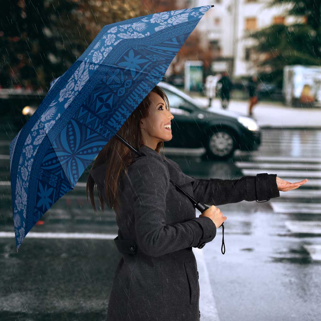 Fiji Marau na Kerisimasi Umbrella Blue Tapa Masi Inspired Christmas LT9 - Polynesian Pride
