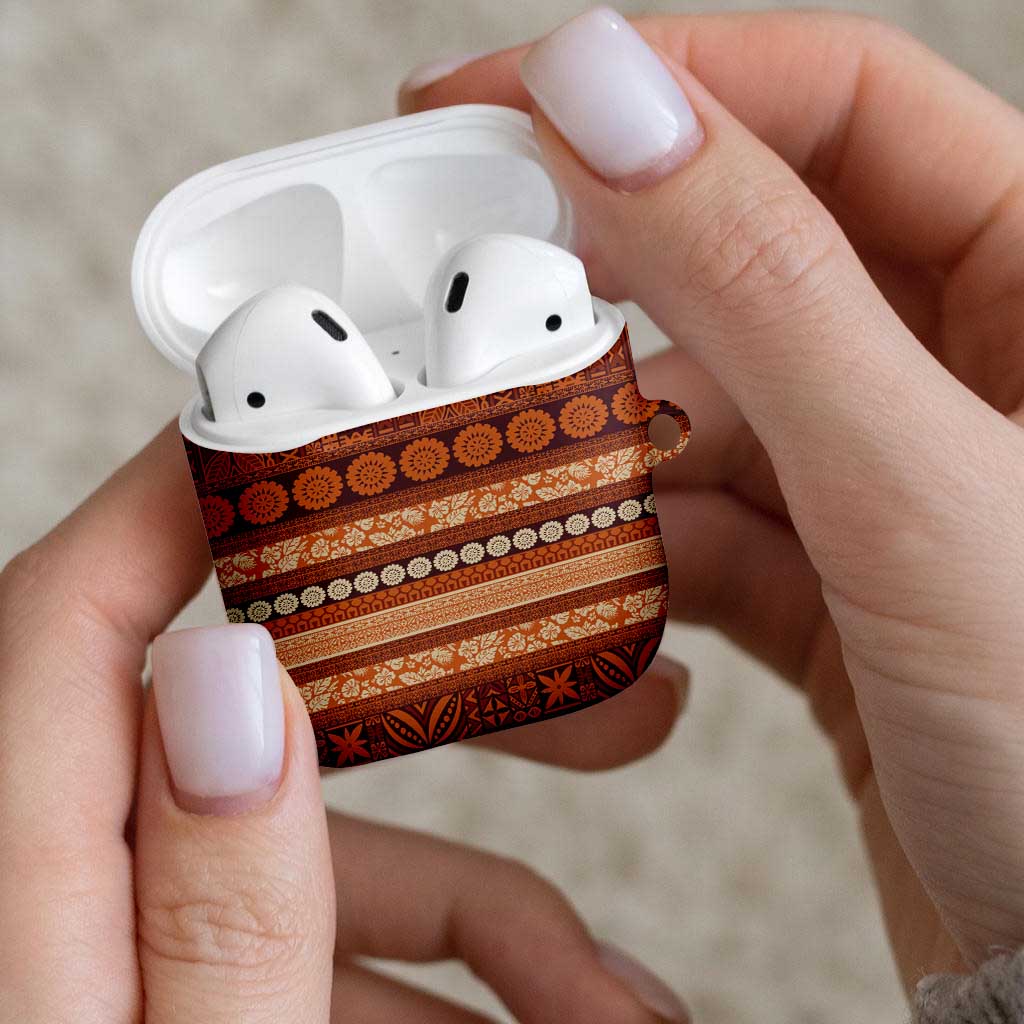 Fiji Marau na Kerisimasi AirPods Case Gold Tapa Masi Inspired Christmas LT9 - Polynesian Pride