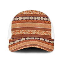 Fiji Marau na Kerisimasi Baseball Net Cap Gold Tapa Masi Inspired Christmas LT9 One Size White Gold - Polynesian Pride