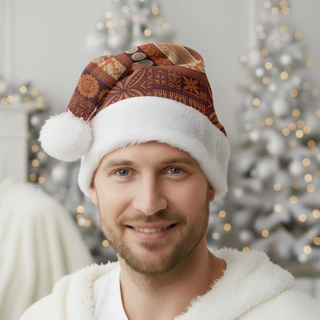 Fiji Marau na Kerisimasi Christmas Santa Hat Gold Tapa Masi Inspired Christmas LT9 - Polynesian Pride