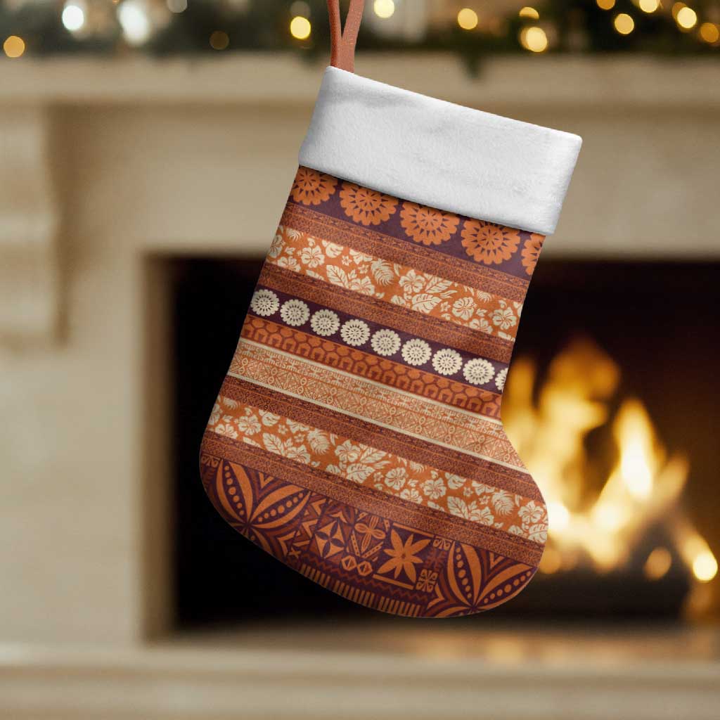 Fiji Marau na Kerisimasi Christmas Stocking Gold Tapa Masi Inspired Christmas LT9 Set of 2 Gold - Polynesian Pride