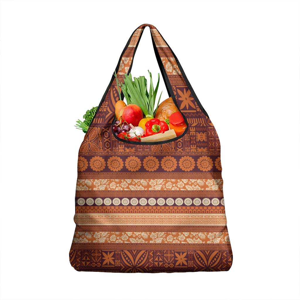 Fiji Marau na Kerisimasi Grocery Bag Gold Tapa Masi Inspired Christmas LT9 1-pack One Size Gold - Polynesian Pride