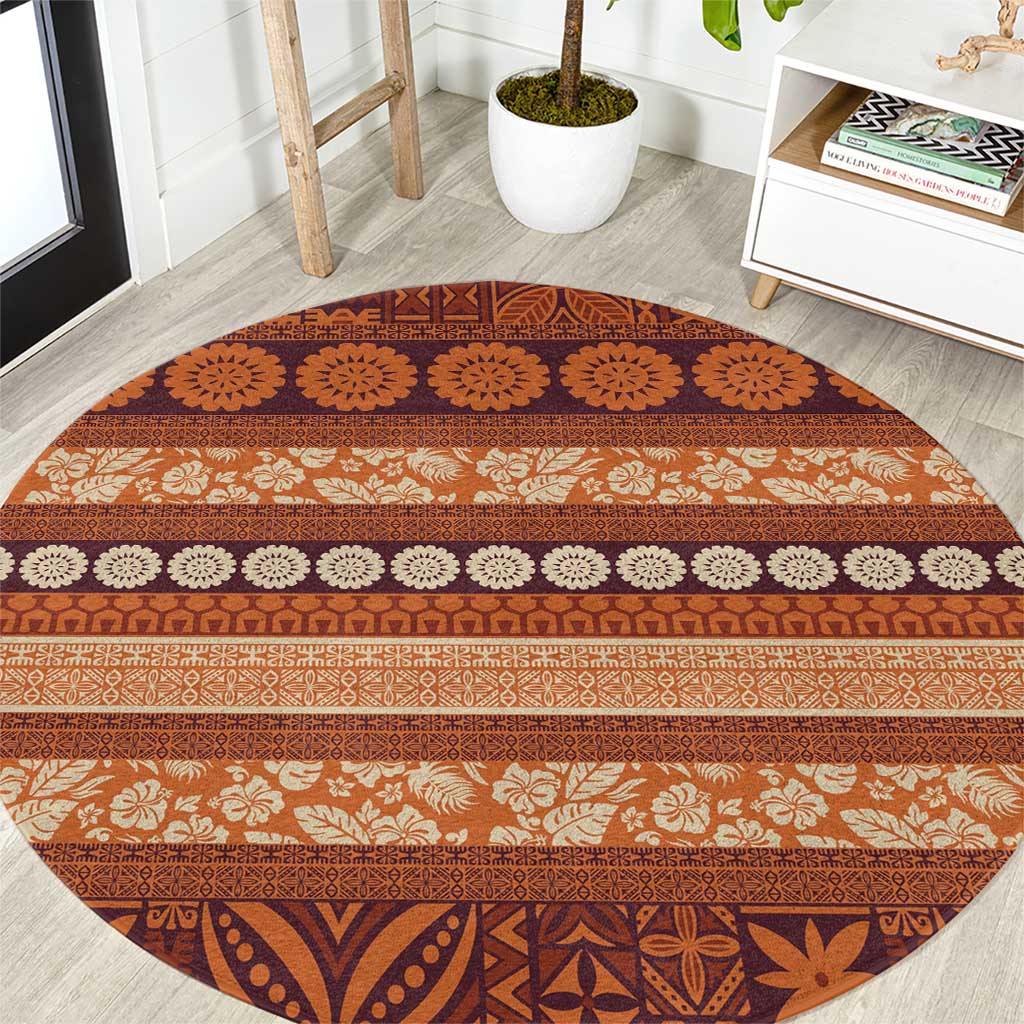 Fiji Marau na Kerisimasi Round Carpet Gold Tapa Masi Inspired Christmas LT9 Gold - Polynesian Pride