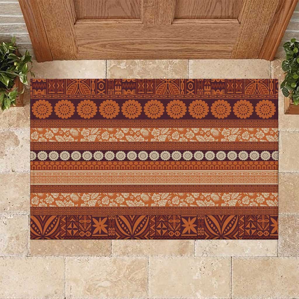 Fiji Marau na Kerisimasi Rubber Doormat Gold Tapa Masi Inspired Christmas LT9 Gold - Polynesian Pride