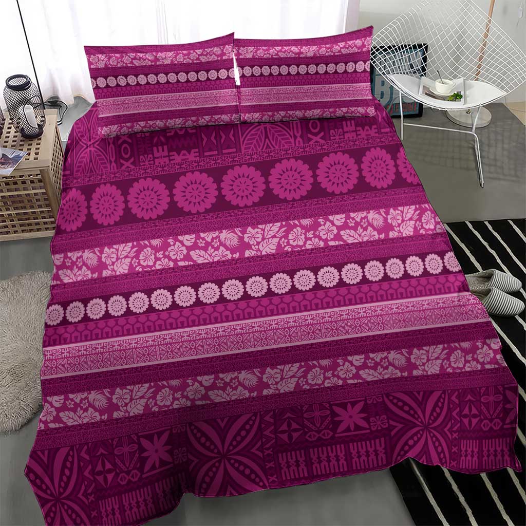 Fiji Marau na Kerisimasi Bedding Set Pink Tapa Masi Inspired Christmas LT9 - Polynesian Pride