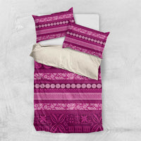 Fiji Marau na Kerisimasi Bedding Set Pink Tapa Masi Inspired Christmas LT9 US Twin 172cm x 218cm Pink - Polynesian Pride