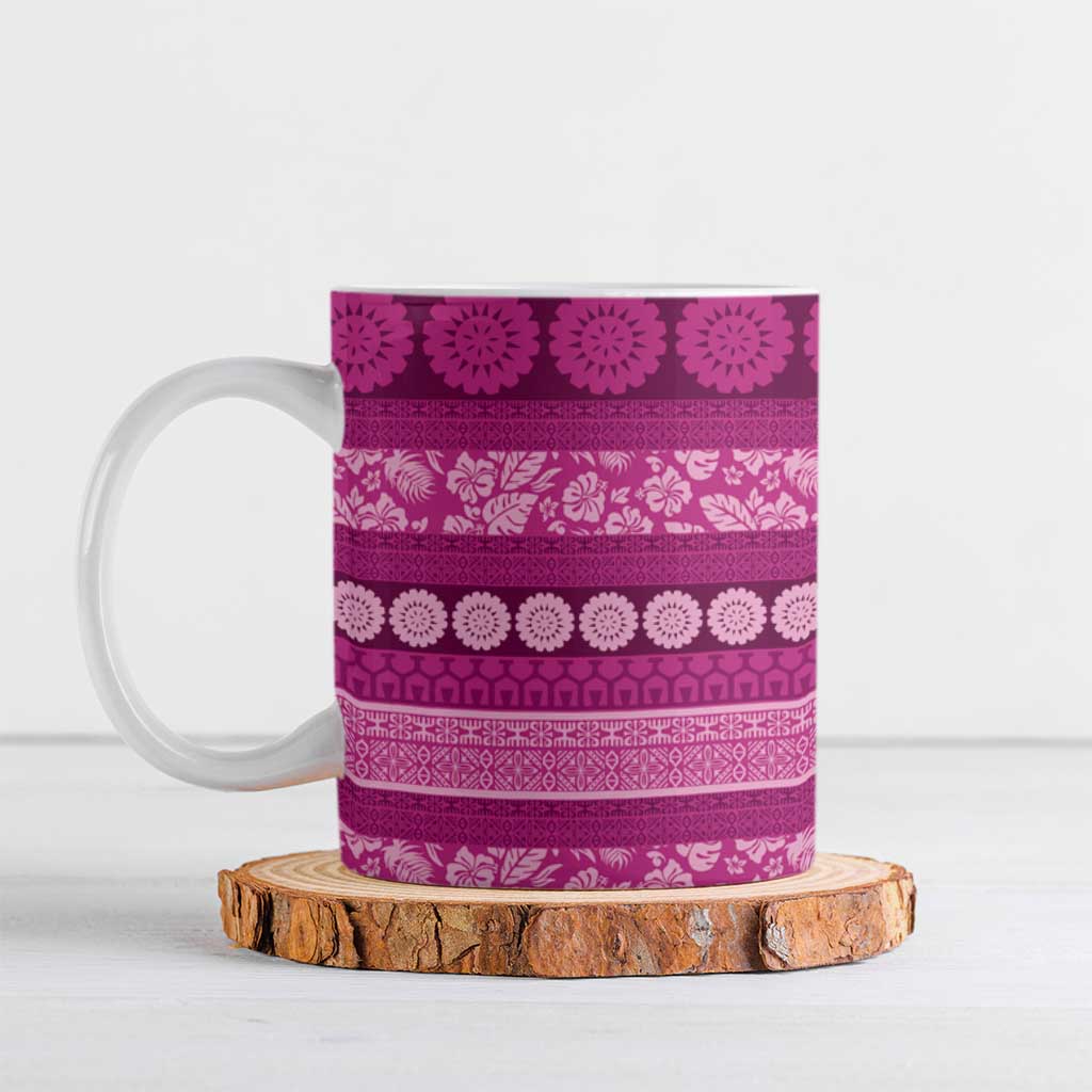 Fiji Marau na Kerisimasi Ceramic Mug Pink Tapa Masi Inspired Christmas LT9 Pink - Polynesian Pride