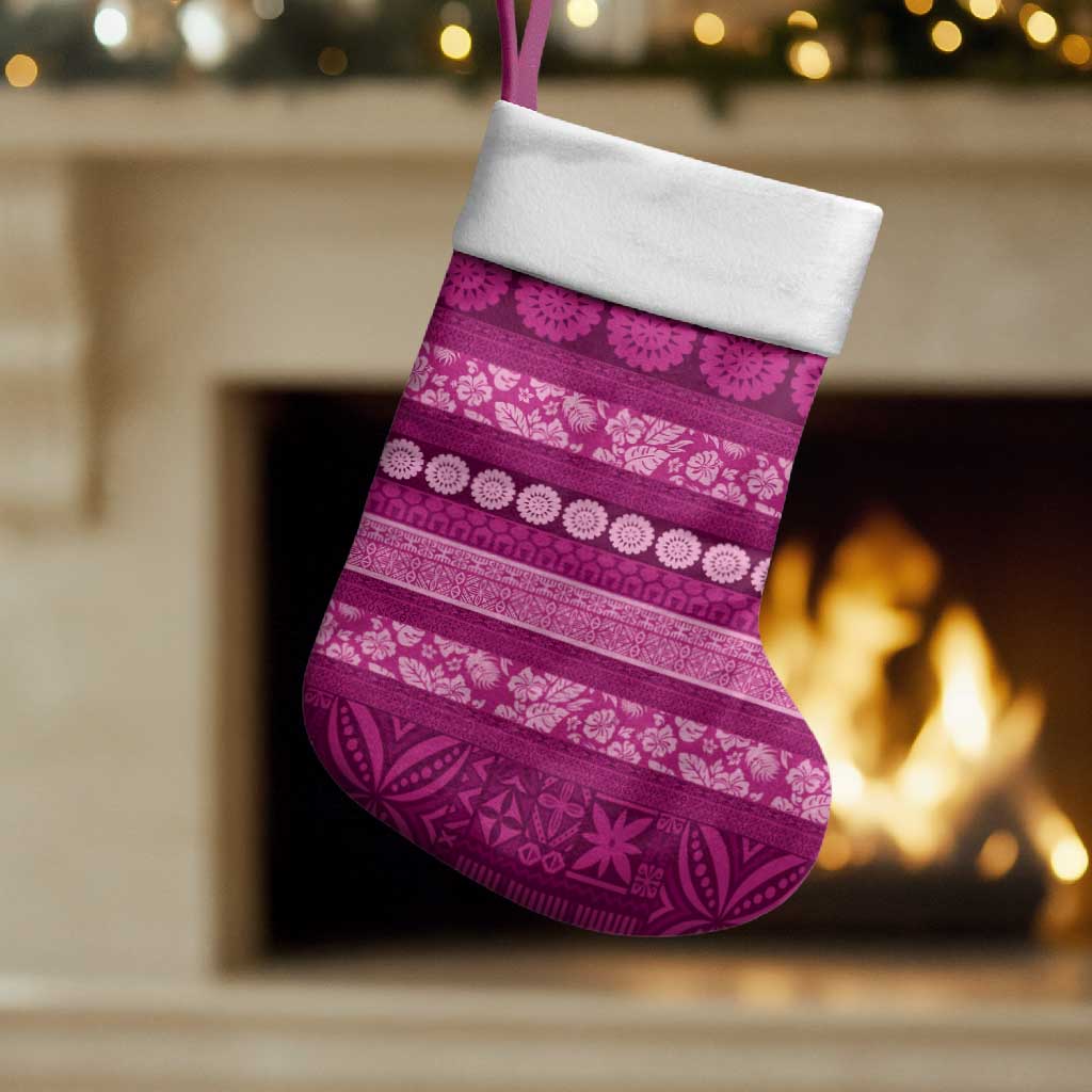 Fiji Marau na Kerisimasi Christmas Stocking Pink Tapa Masi Inspired Christmas LT9 Set of 2 Pink - Polynesian Pride